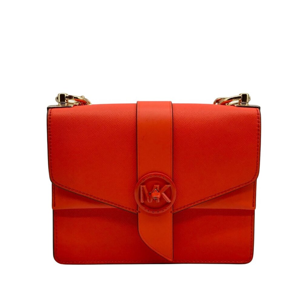Michael Kors Orange Saffiano Leather Greenwich Small Crossbody Bag